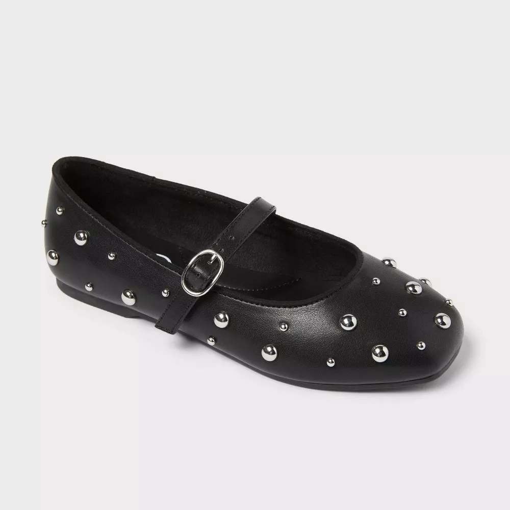 Girls Size 1 Art Class Madison Stud Ballet Flats Black New With Tags